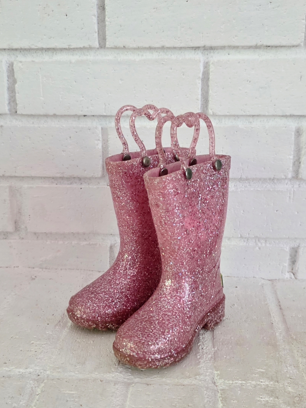 Western Chief - Sparkle Pink Heart-Handle Toddler Rain Boots